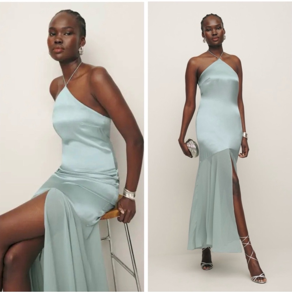 NWT  Reformation Tosca Silk dress in aquamarine